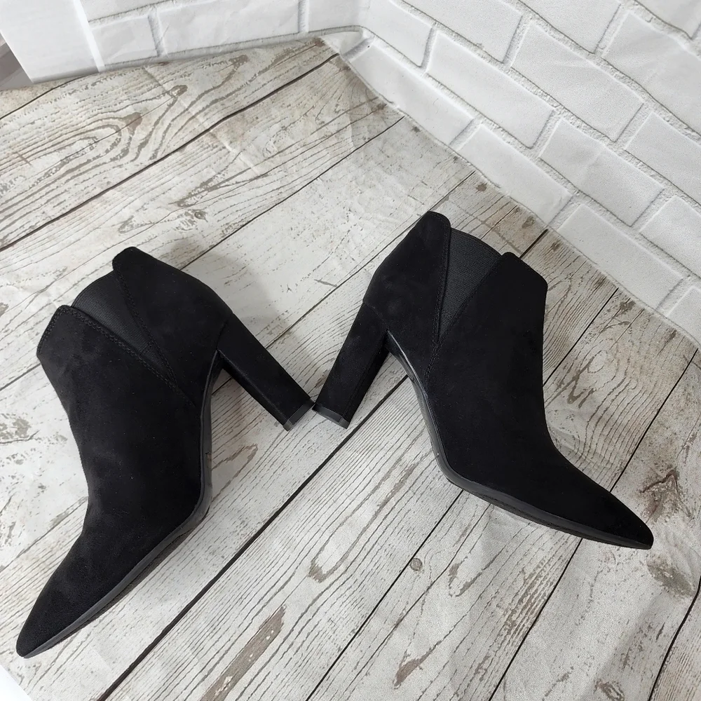 Marc Fisher Kalita Women's Ankle Boot Heels Slip On Pointed Toe Black - Picture 2 of 14